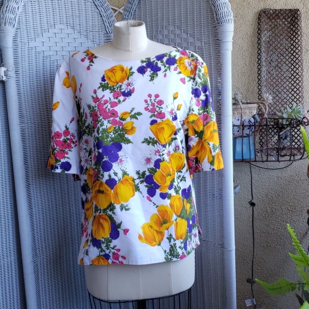 Floral cotton wide sleeve Blouse